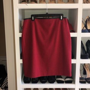 Express Red Houndstooth High Waist Pencil Skirt